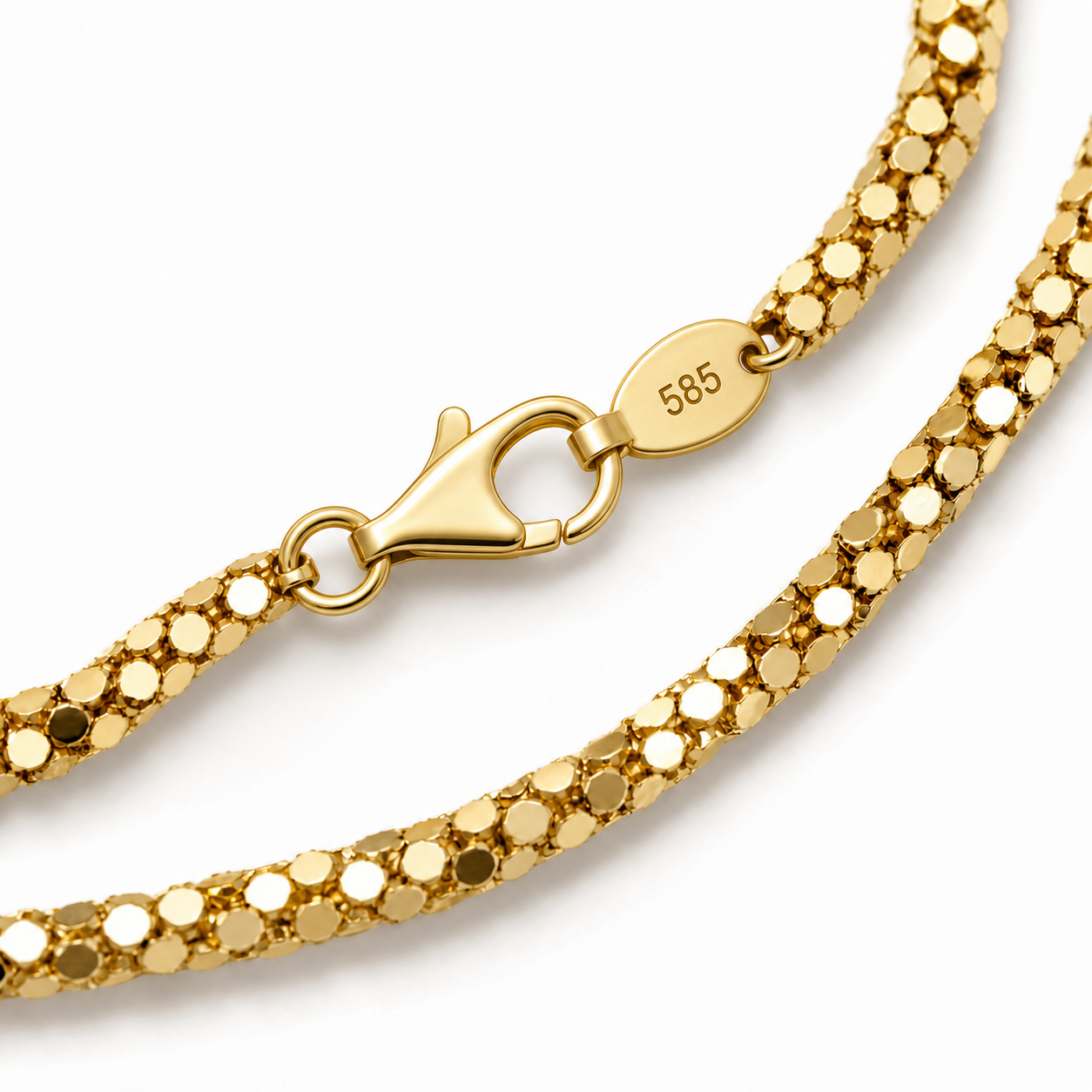 Detailaufnahme des 585er Goldverschlusses am Popcorn Bracelet