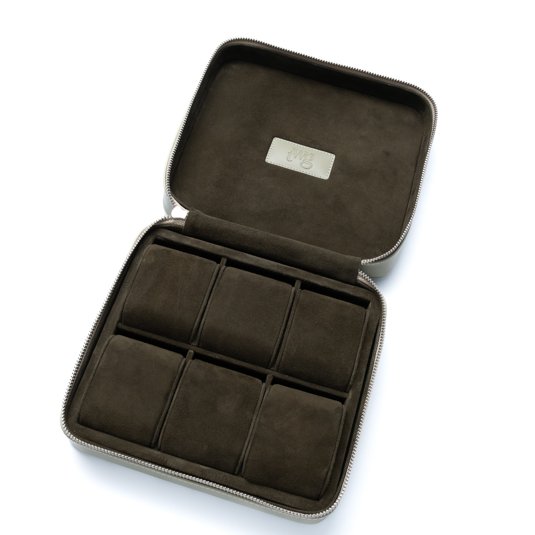 Feines Leder und robuster Reißverschluss der TheWristGuy Uhrenbox in Mint – hochwertig verarbeitet