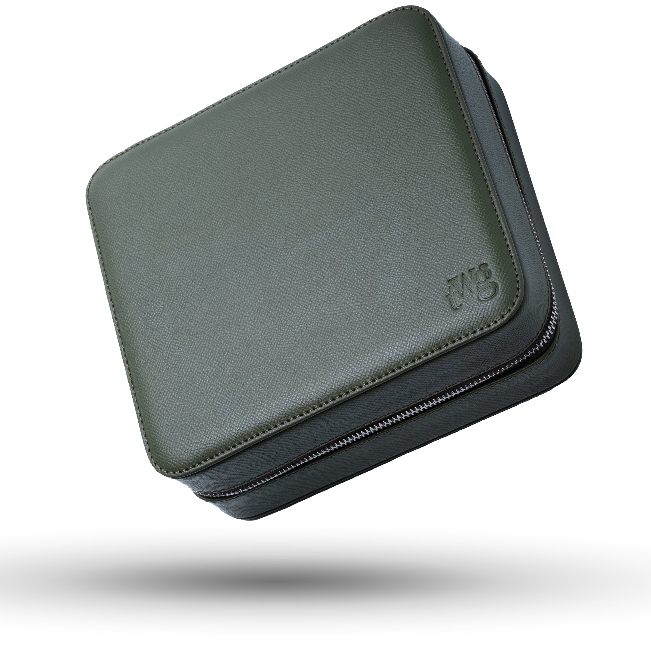 Uhrenbox Zip-Case für 1 Uhr in Grün – kompakte und edle Aufbewahrung aus Leder