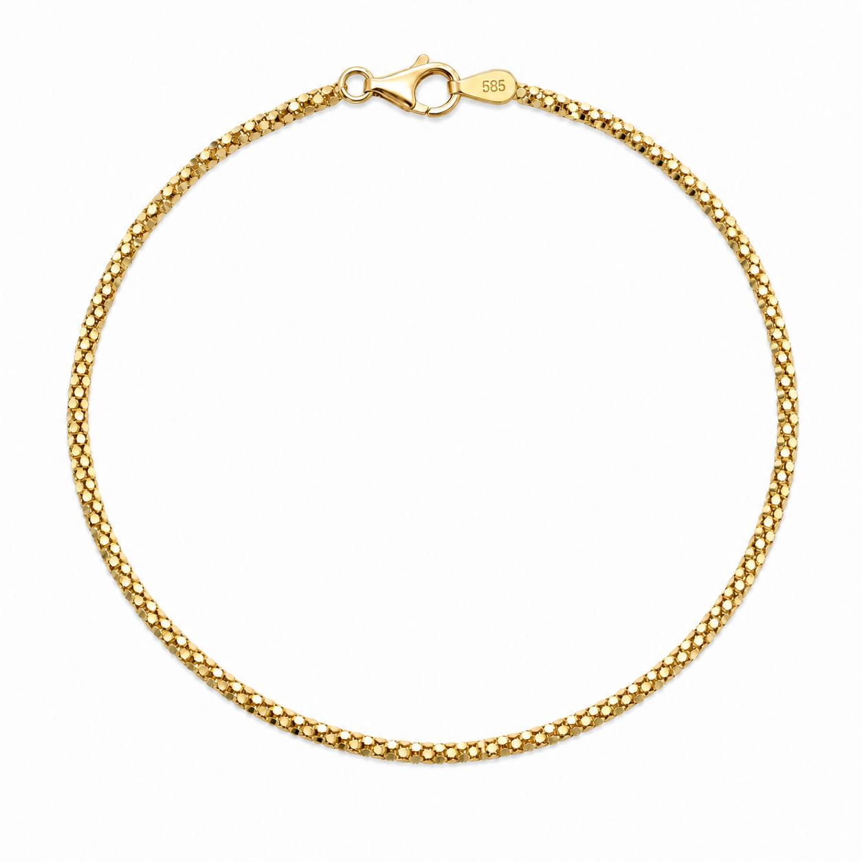 Popcorn Bracelet aus 14K Gold mit Karabinerverschluss, freigestellt