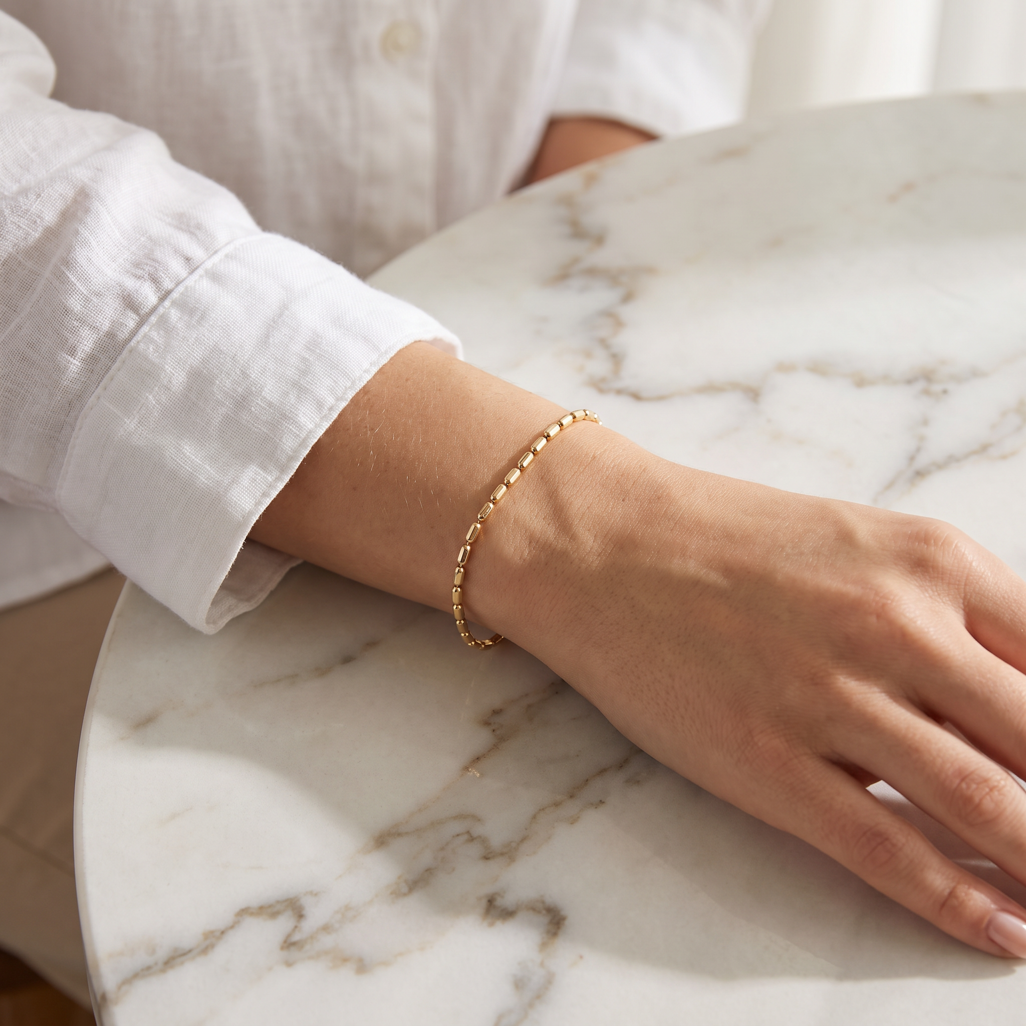 Rice Link Bracelet, 14K Gold