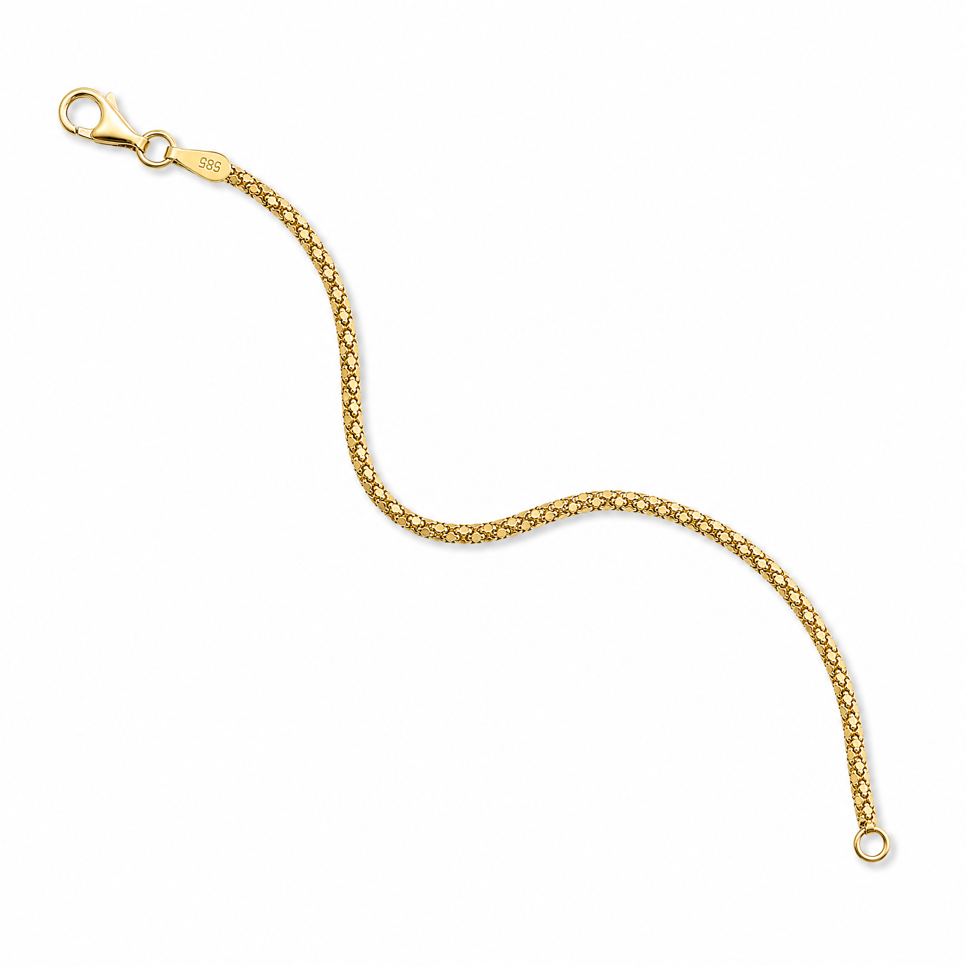 Popcorn Bracelet aus 14K Gold, freigestellte Seitenansicht
