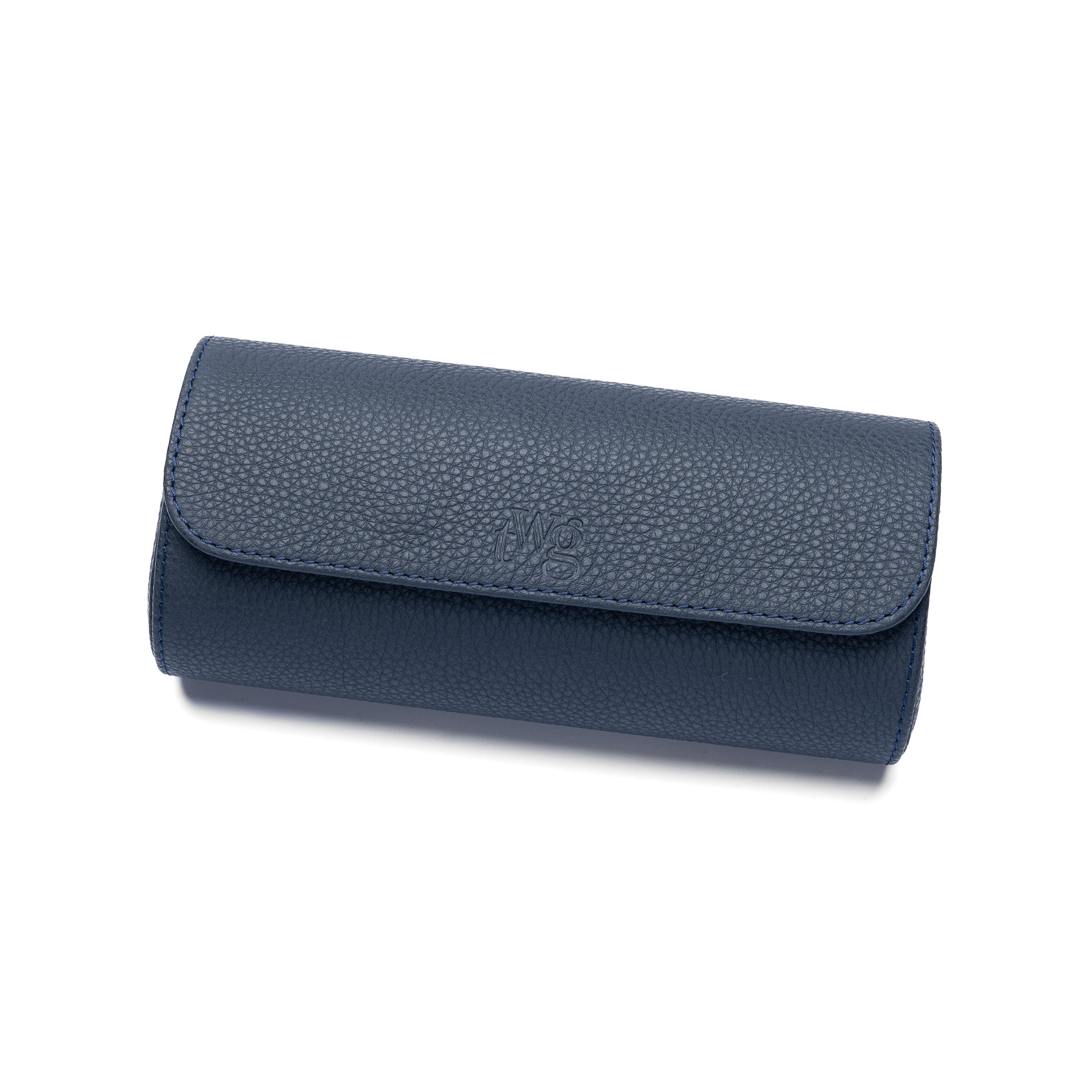 Fein genarbtes Leder und stabiler Verschluss der TheWristGuy Uhrenrolle in Royalblau – edles Design trifft Funktionalität