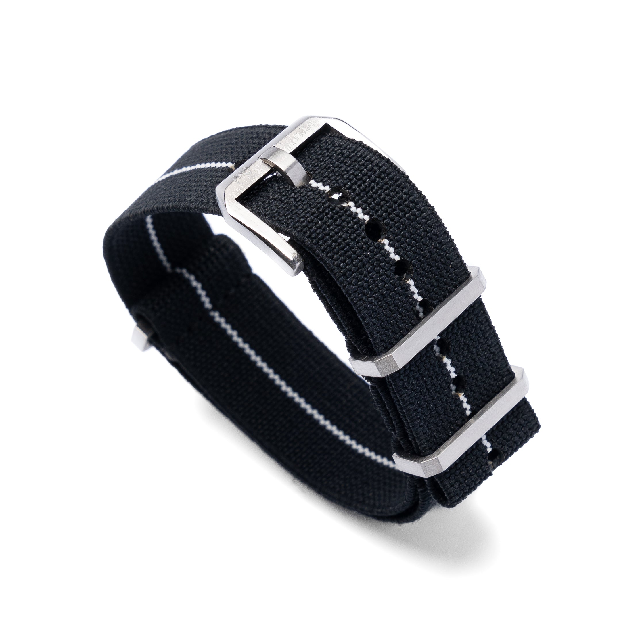 Hochwertiger NATO 3.0 Verschluss des elastischen Armbands in Silberoptik