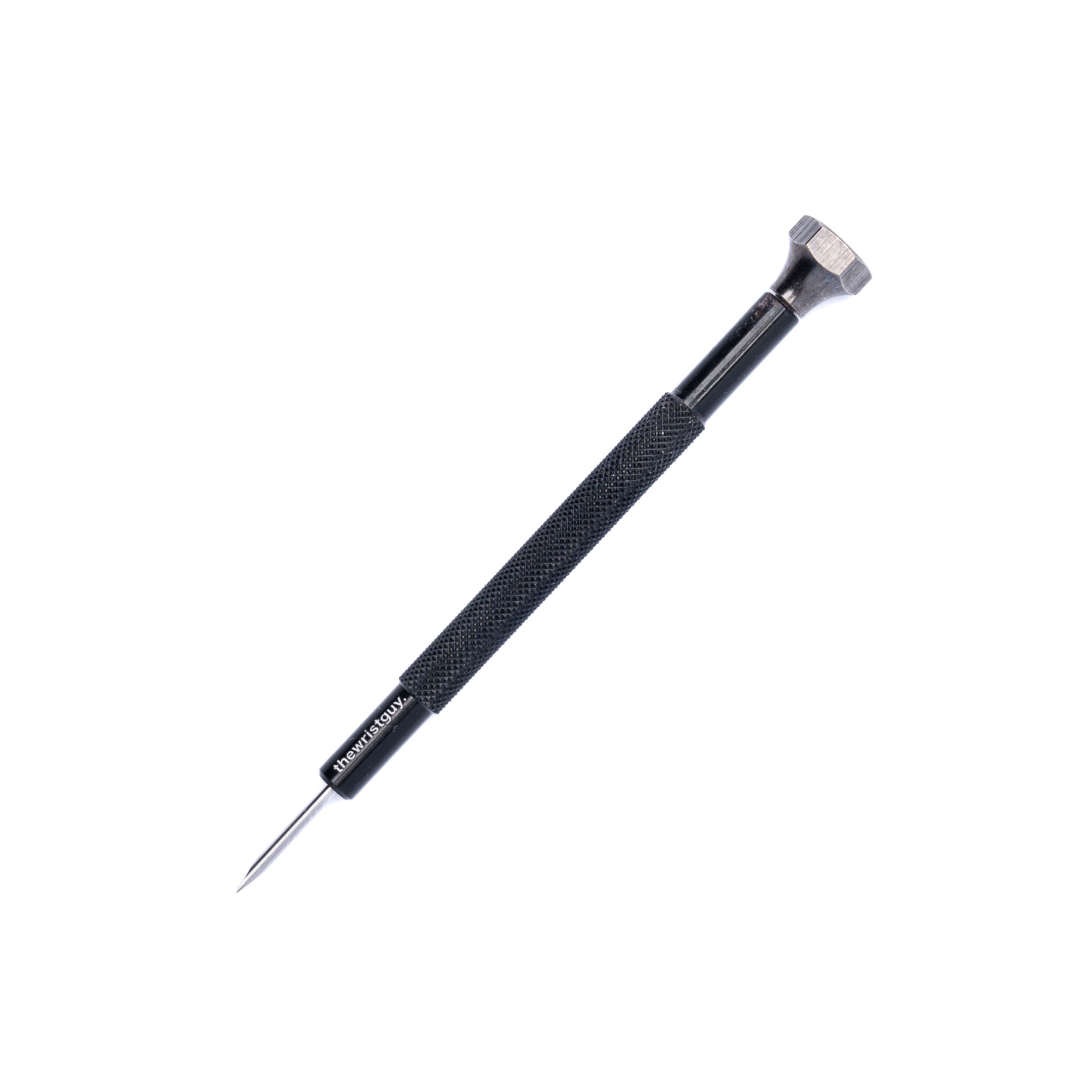 Schwarzer Uhr-Schraubenzieher aus Metall mit eingraviertem TheWristGuy-Logo – 1.4mm Spitze