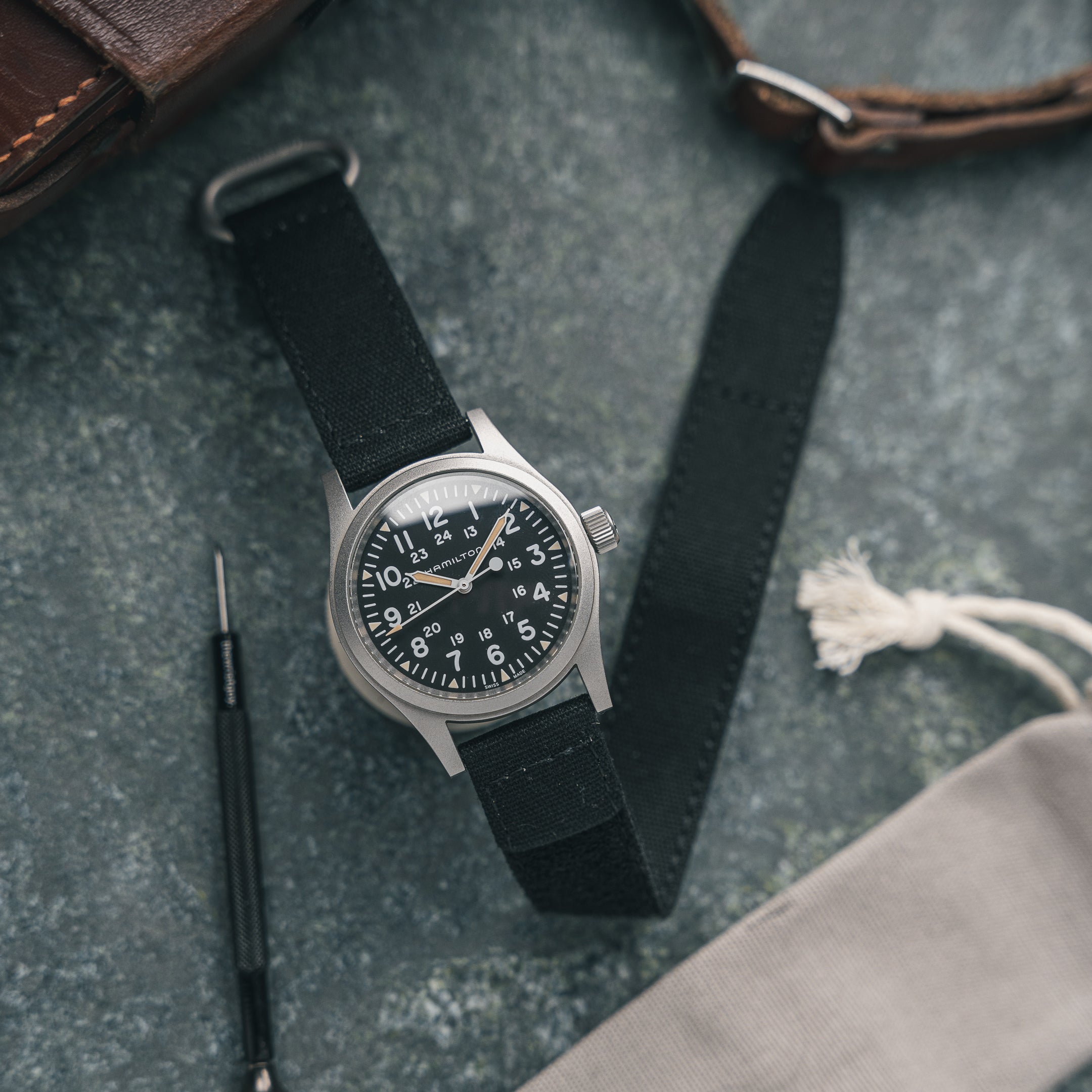 Canvasband mit Klettverschluss, schwarz