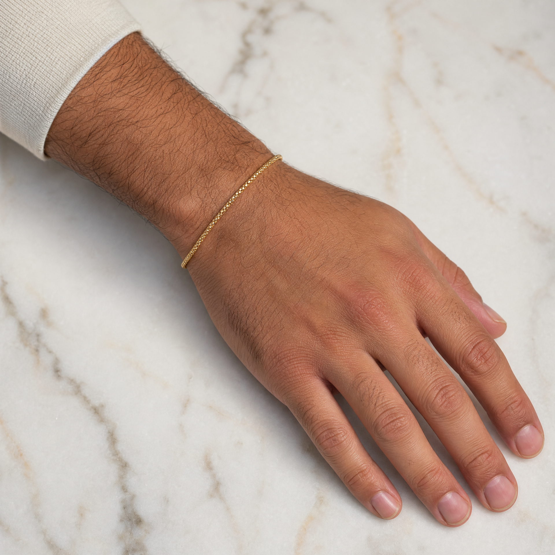Popcorn Bracelet aus 14 Karat Gold, Studioaufnahme der Coreana-Gliederung
