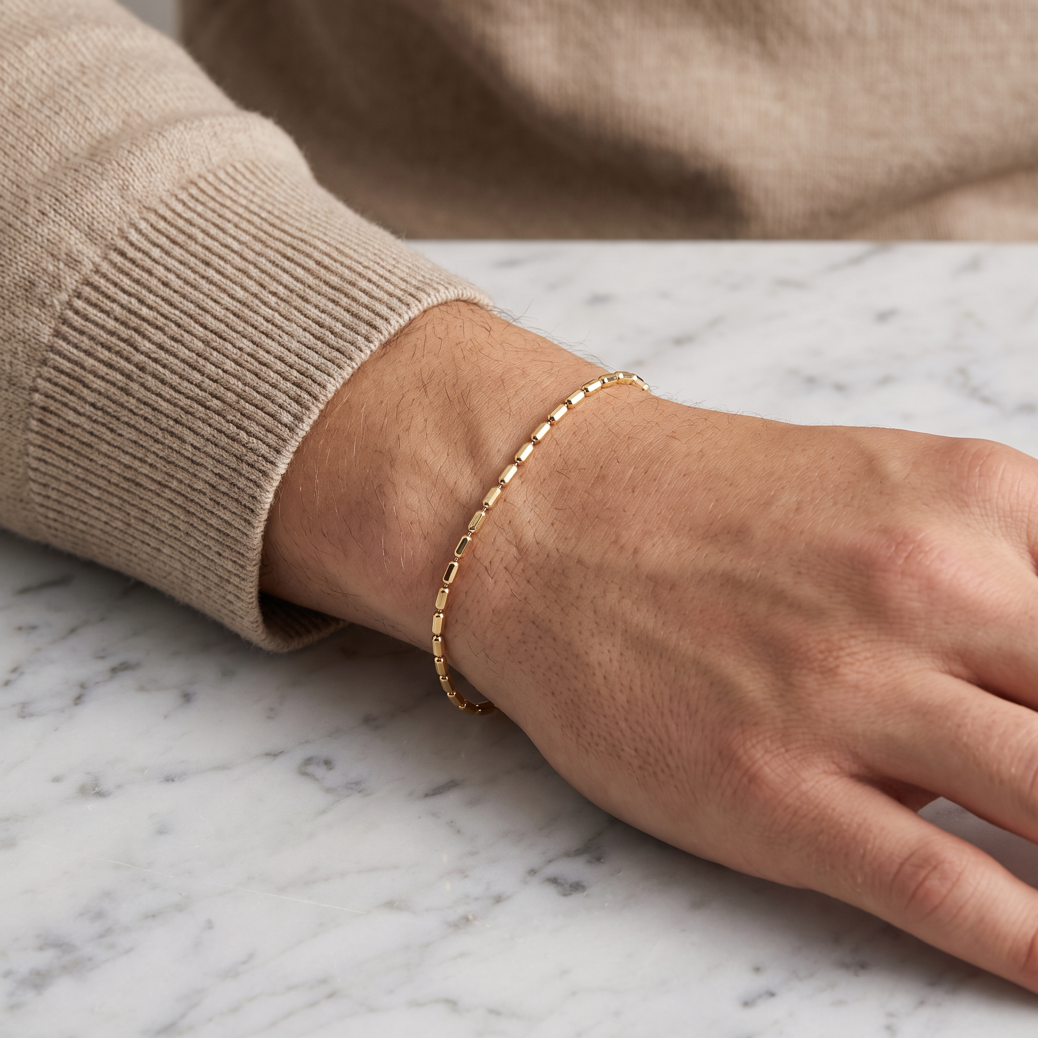 Rice Link Bracelet, 14K Gold