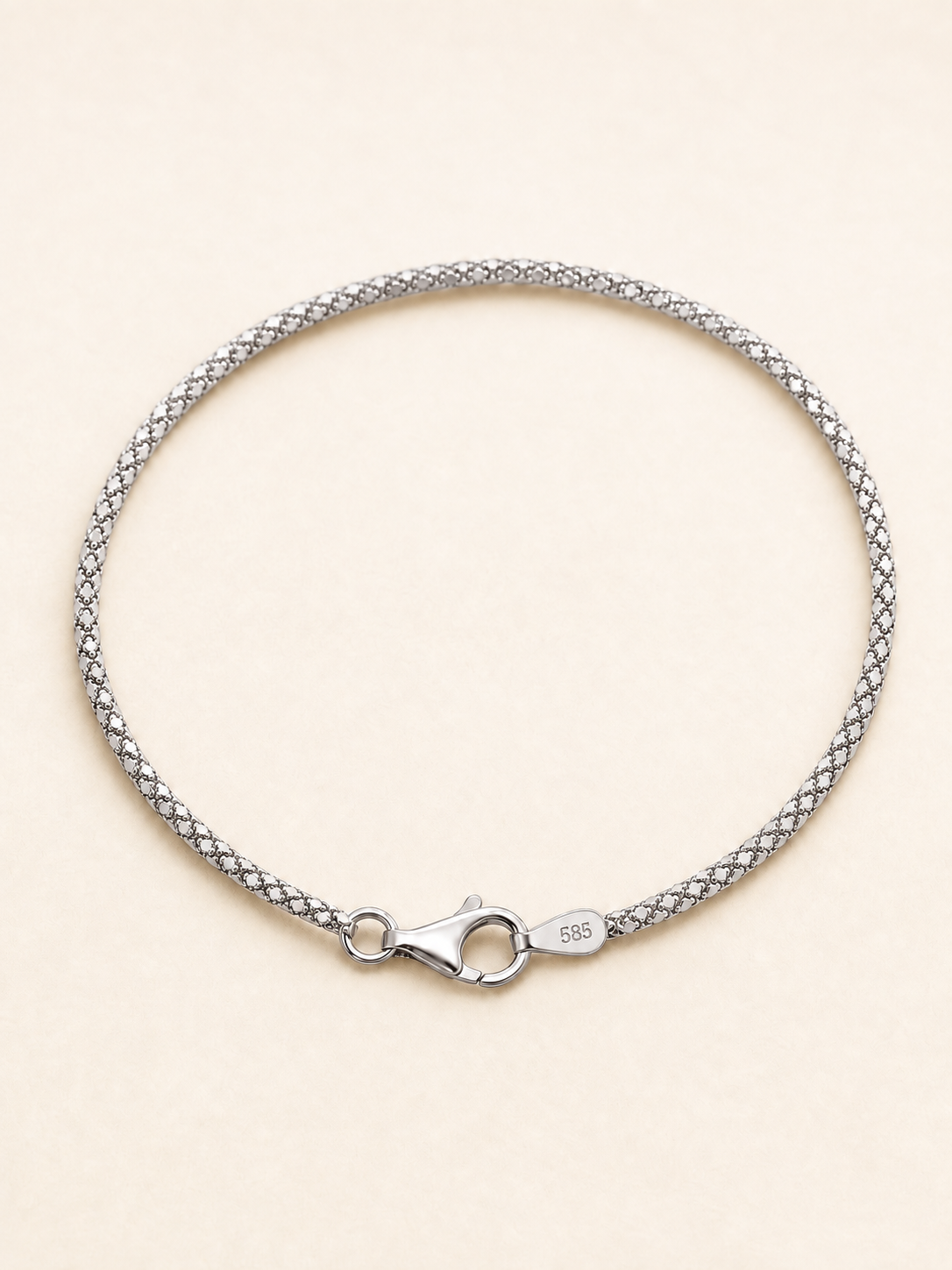 Popcorn Bracelet aus 14K Weißgold – beige